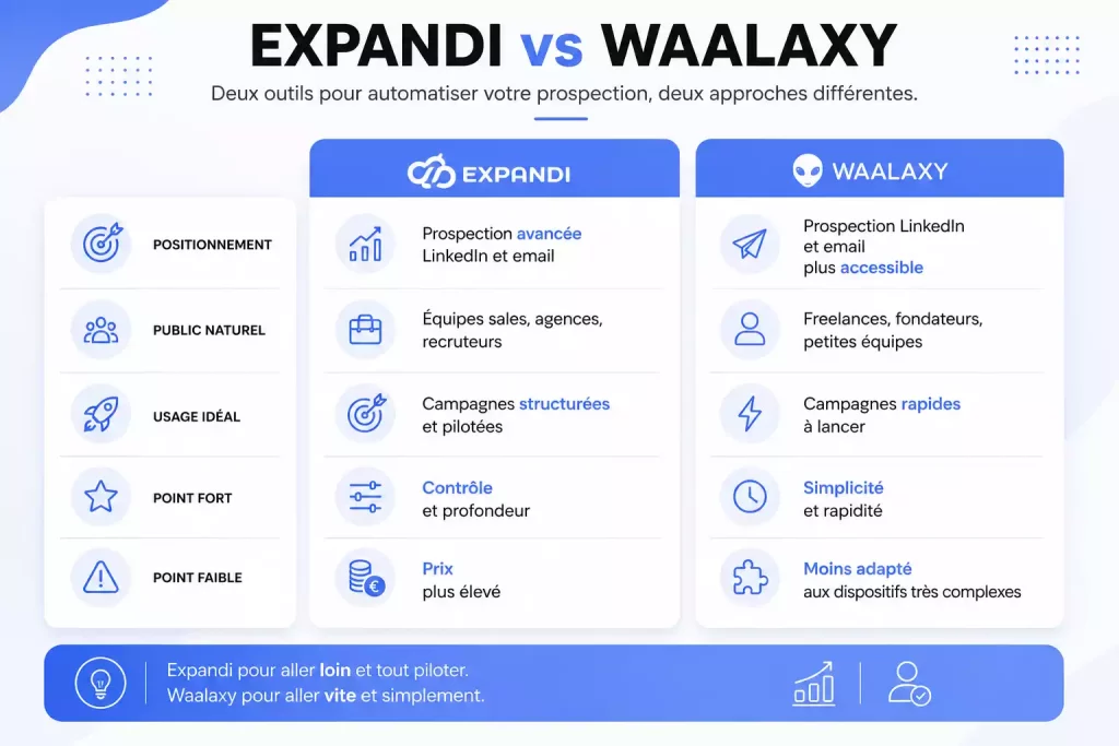 Expandi et Waalaxy ne jouent pas exactement le même rôle